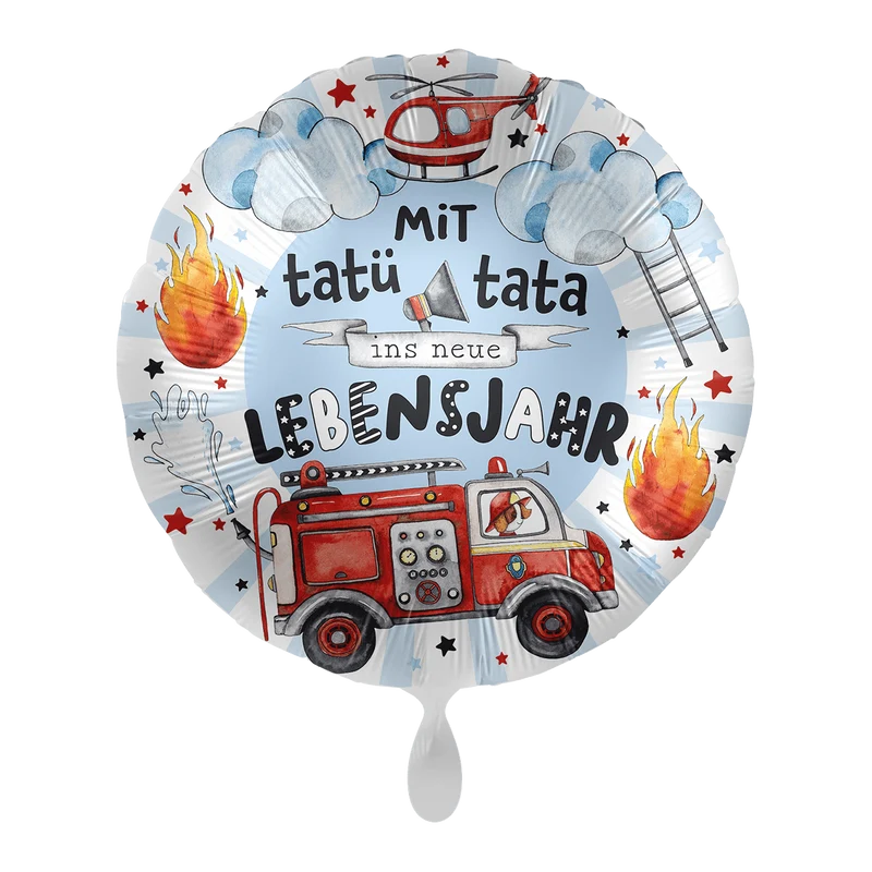 Heliumballon-Geschenk "Happy Birthday" Feuerwehrauto