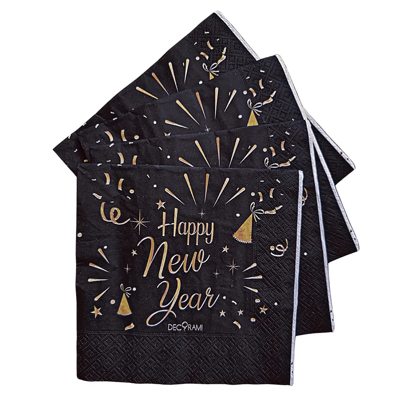 Servietten "Happy New Year" mit Fragen auf der Rückseite 20 Stk.
