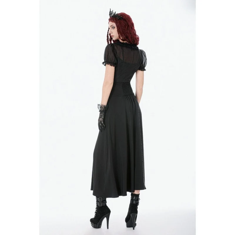 Gothic-Rock für Damen mit floralem Print und hohem Bund aus Mesh, lang und hochgeschnitten
