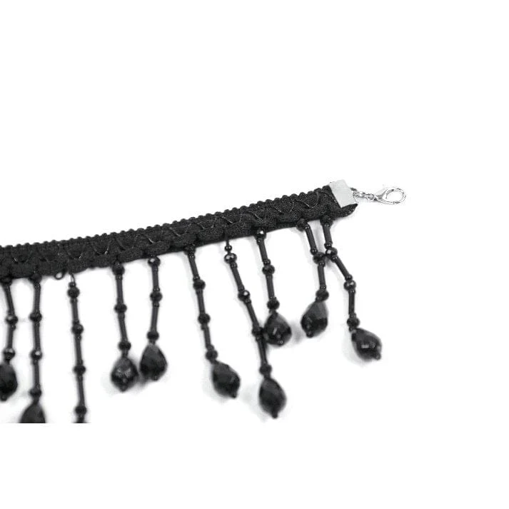 Gothic-Choker für Damen mit Perlen und Quasten