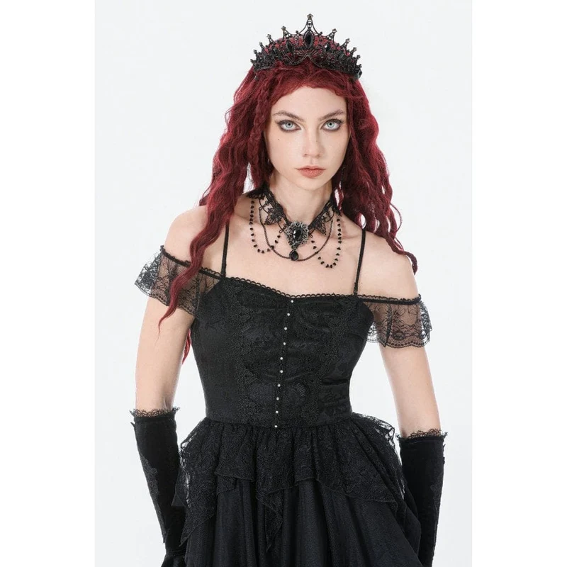 Gothic-Spitzenchoker für Damen mit mehreren Lagen und Ketten