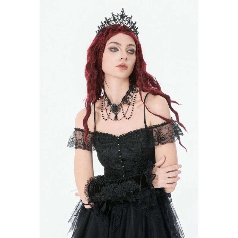 Gothic-Spitzenchoker für Damen mit mehreren Lagen und Ketten