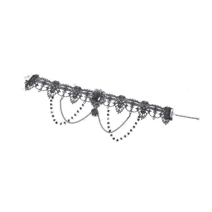 Gothic-Spitzenchoker für Damen mit mehreren Lagen und Ketten