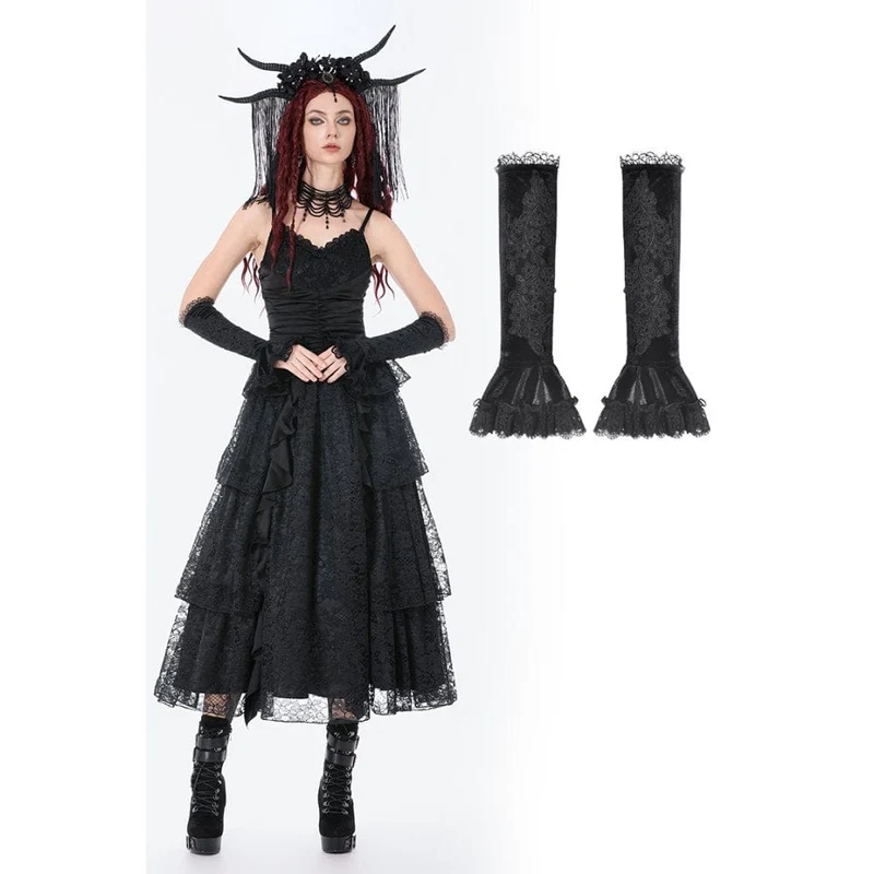 Gothic-Ärmel aus Samt mit Spitzenstickerei für Damen