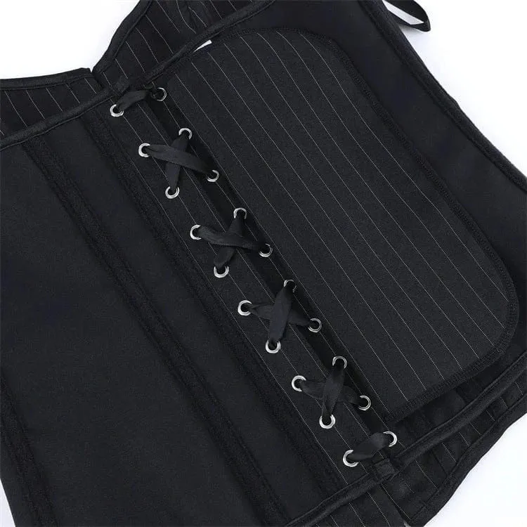 Gothic-Nadelstreifen-Schnürkorsett für Damen mit Überbrustumfang
