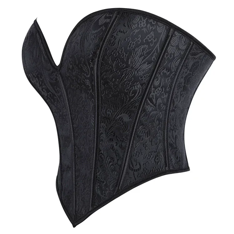 Gothic-Jacquard-Korsett für Damen, einfarbig, zum Schnüren, über der Brust