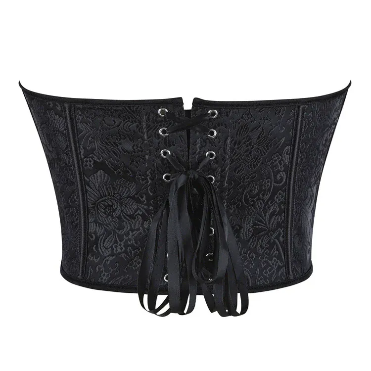 Gothic-Jacquard-Korsett für Damen, einfarbig, zum Schnüren, über der Brust