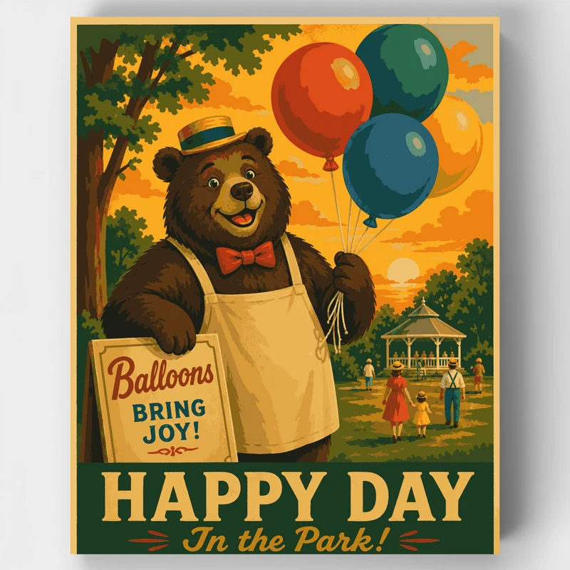 Balloon Bear at Sunset - Paint by Numbers Kit