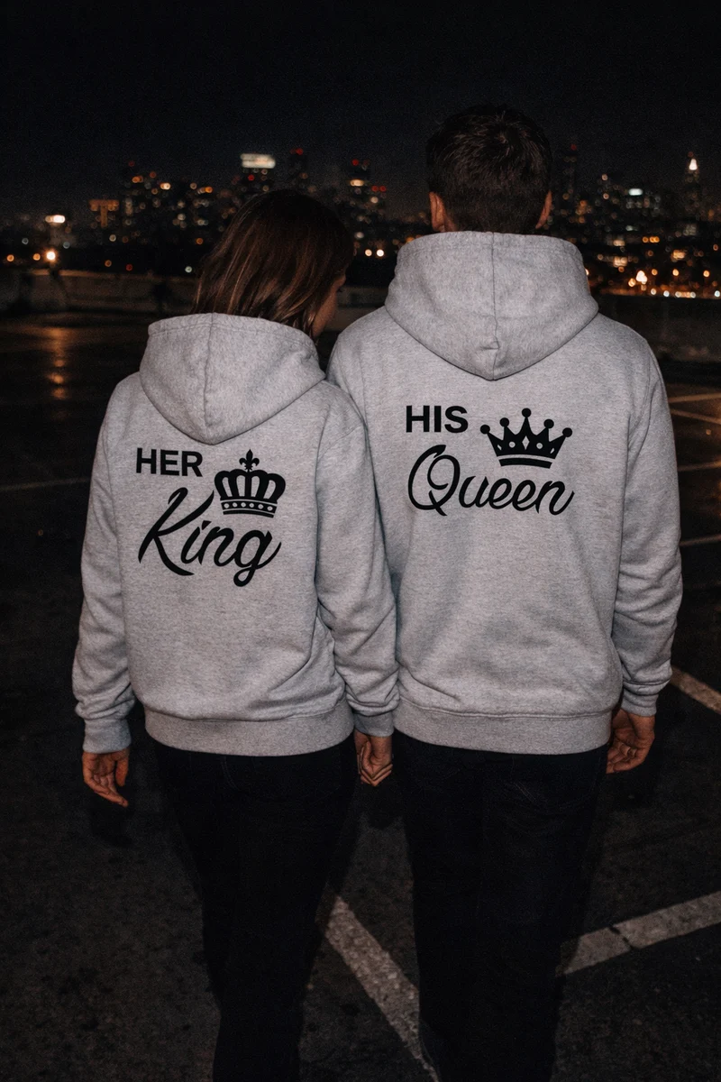 His King Her Queen Hoodie Schriftzug