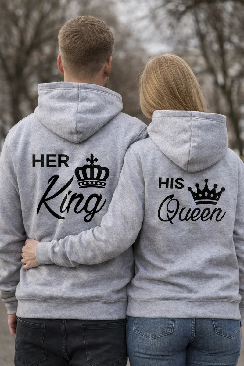 His King Her Queen Hoodie Schriftzug