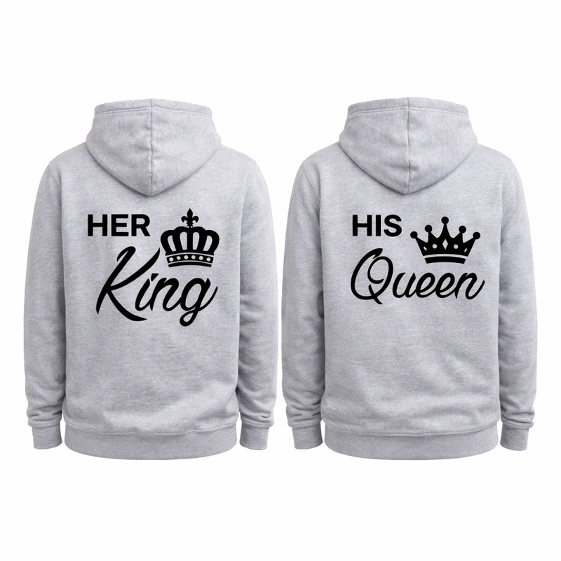His King Her Queen Hoodie Schriftzug