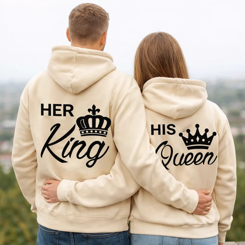 His Queen Her King White Hoodies