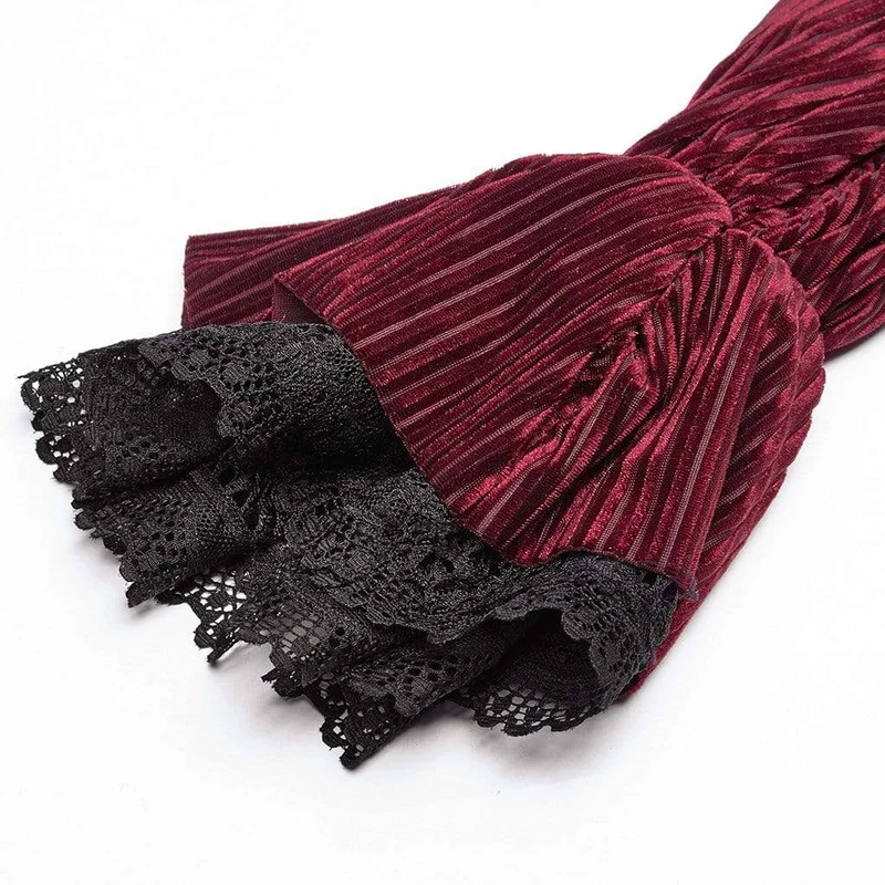Frauen Goth Nadelstreifen Puffärmel Velet Shirts