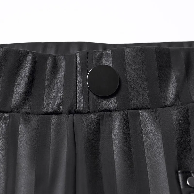 Damen-Leggings aus Kunstleder mit Gothic-Streifen