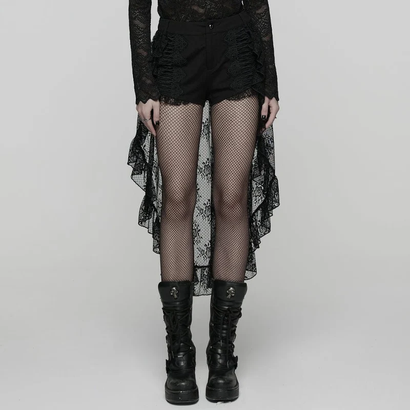 Gothic-Shorts mit floraler Spitze für Damen