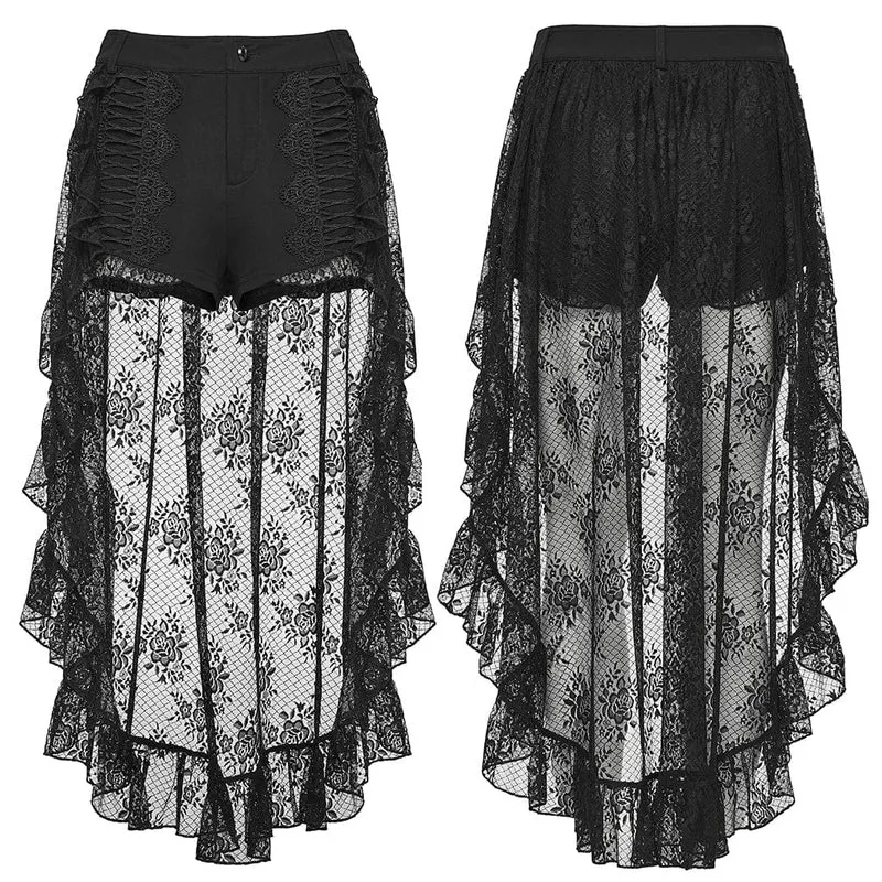 Gothic-Shorts mit floraler Spitze für Damen