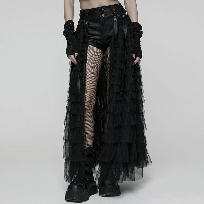 Punk-Shorts mit abnehmbarem Saum für Damen