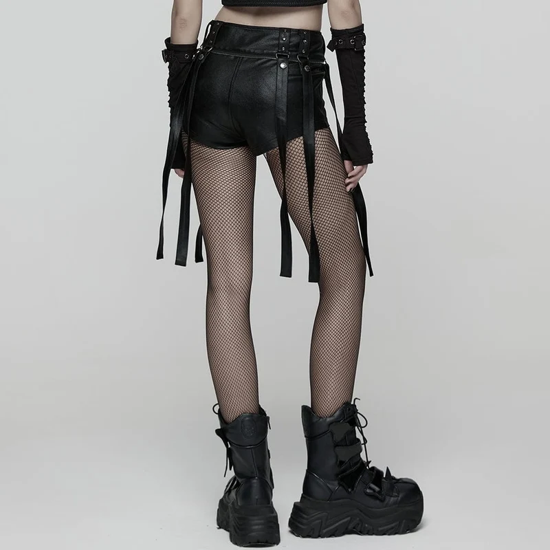 Punk-Shorts mit abnehmbarem Saum für Damen
