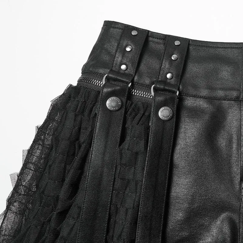 Punk-Shorts mit abnehmbarem Saum für Damen