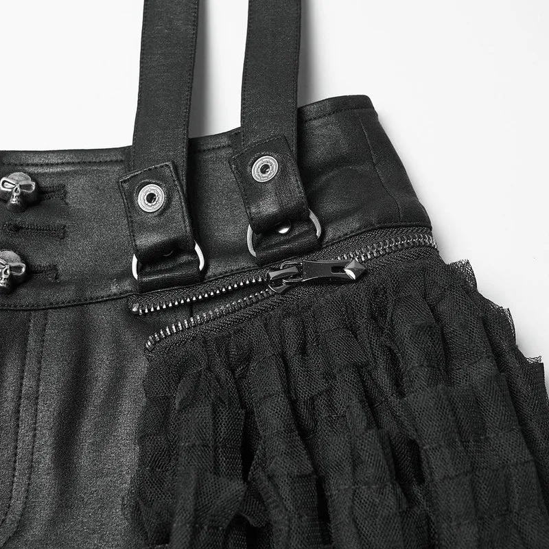 Punk-Shorts mit abnehmbarem Saum für Damen