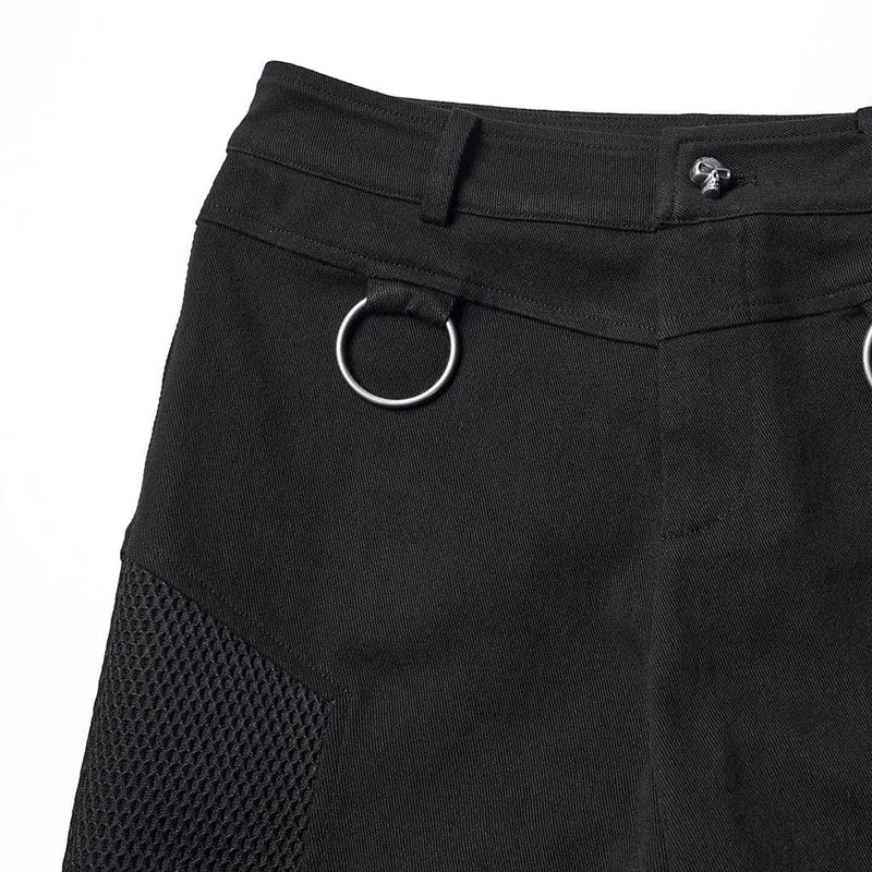 Punk-Mesh-Splice-Hose für Damen mit abnehmbaren Beintaschen