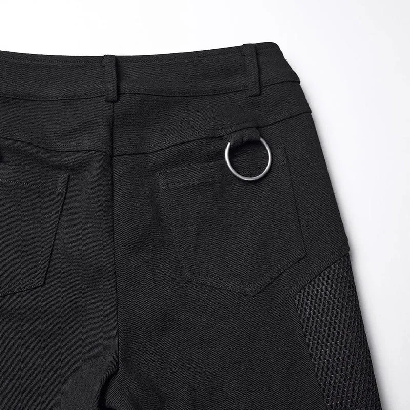 Punk-Mesh-Splice-Hose für Damen mit abnehmbaren Beintaschen