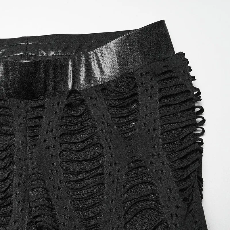 Zerrissene Punk-Hose mit Schnallenriemen für Damen