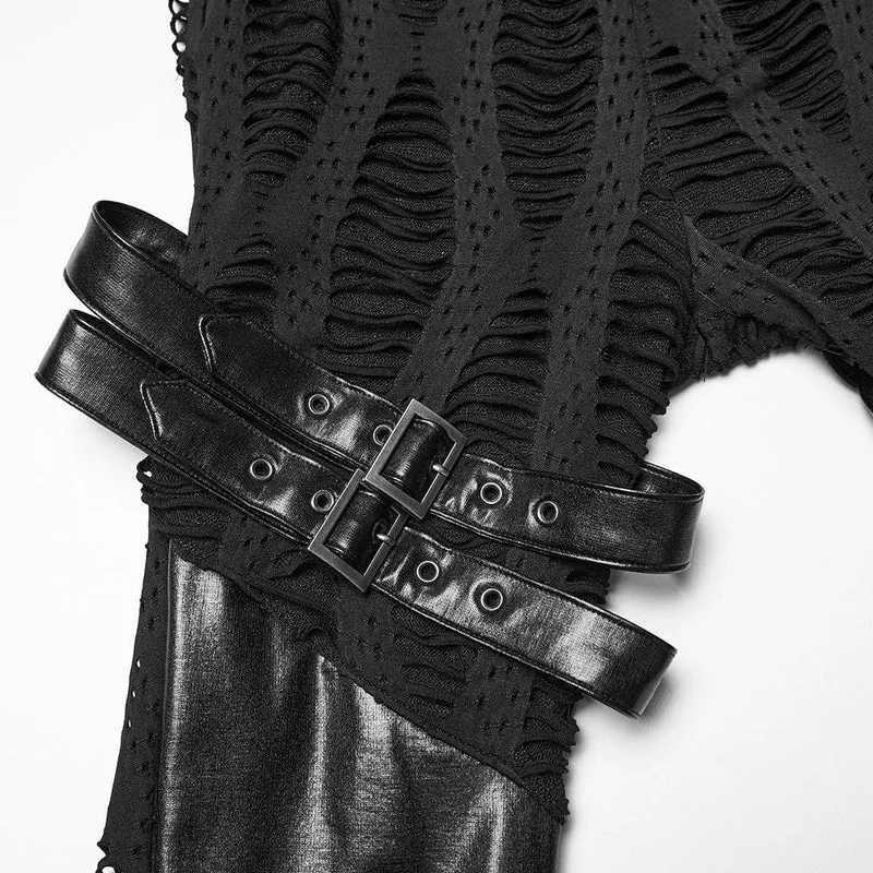 Zerrissene Punk-Hose mit Schnallenriemen für Damen