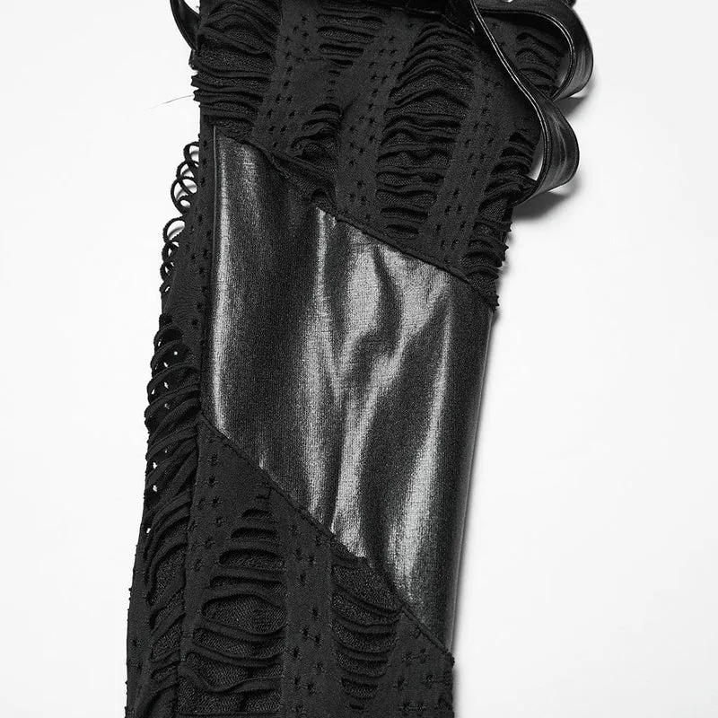 Zerrissene Punk-Hose mit Schnallenriemen für Damen