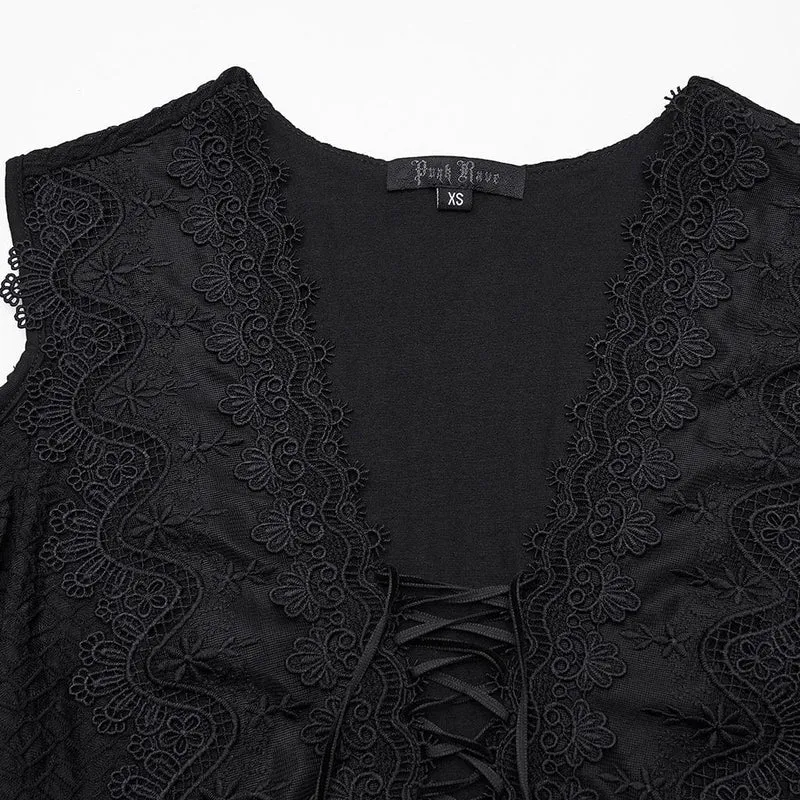 Gothic-Brautkleid mit Blumenmuster, Häkeldetails, tiefem Ausschnitt, schulterfreiem Design und Laternenärmeln