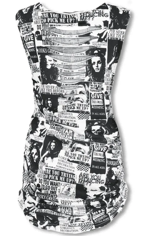 Punk Kleid im Zeitunsdesign