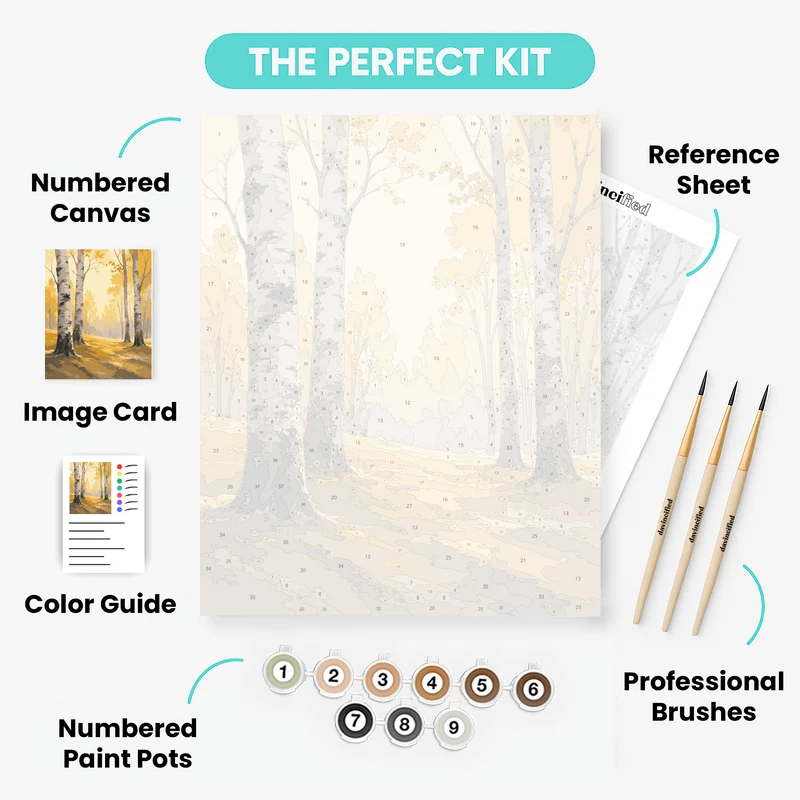 Foggy Birch Grove - Paint by Numbers Kit