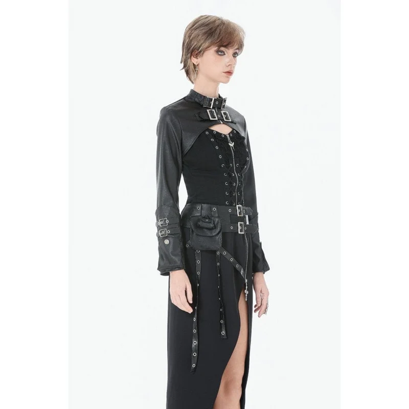 Punk-Cape für Damen mit Schnallenverschluss und Reißverschluss
