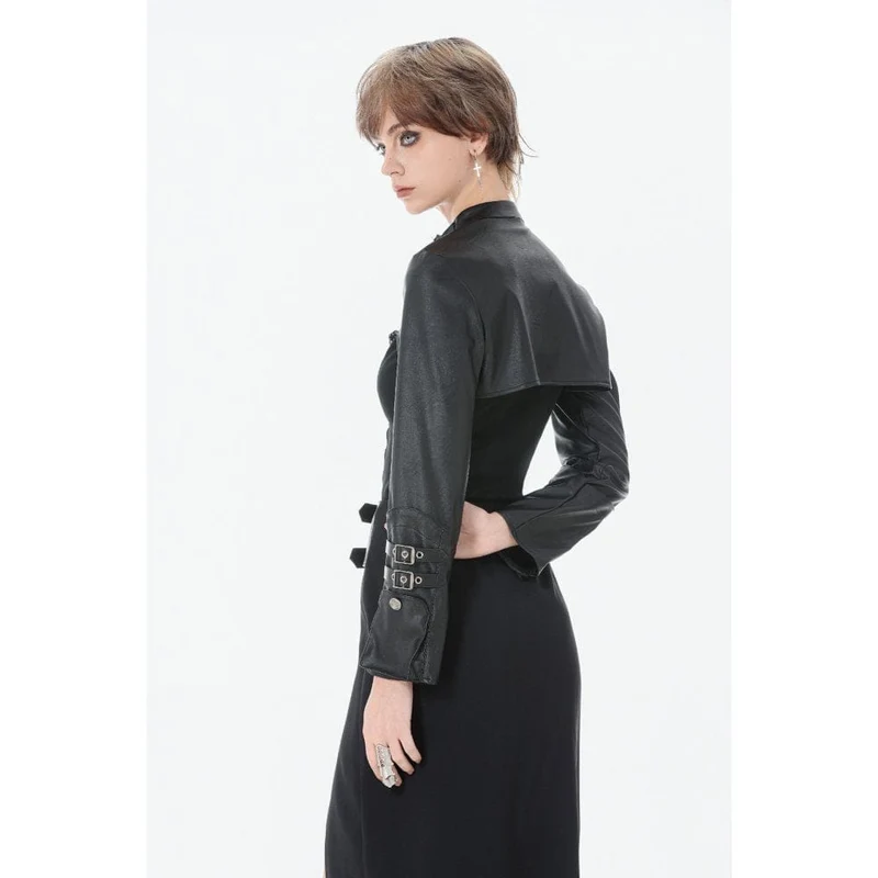 Punk-Cape für Damen mit Schnallenverschluss und Reißverschluss