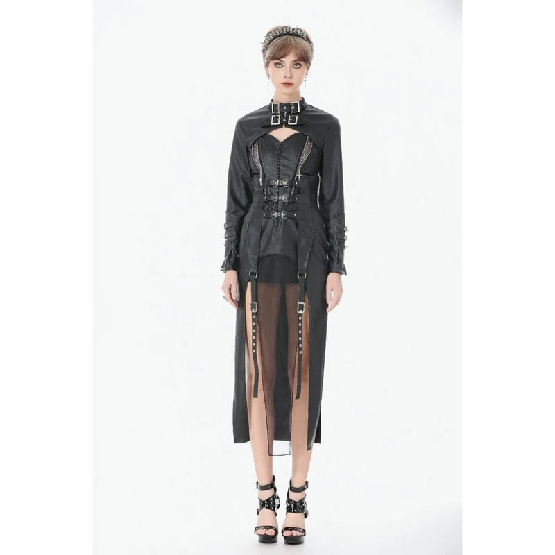 Punk-Cape für Damen mit Schnallenverschluss und Reißverschluss