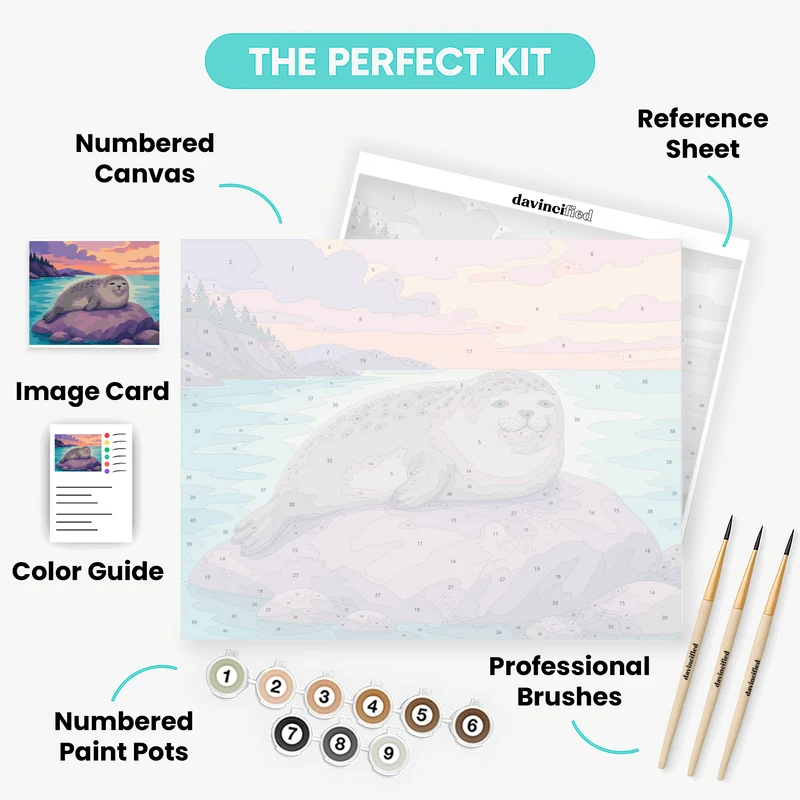 Sleepy Seal at Twilight - Paint by Numbers Kit