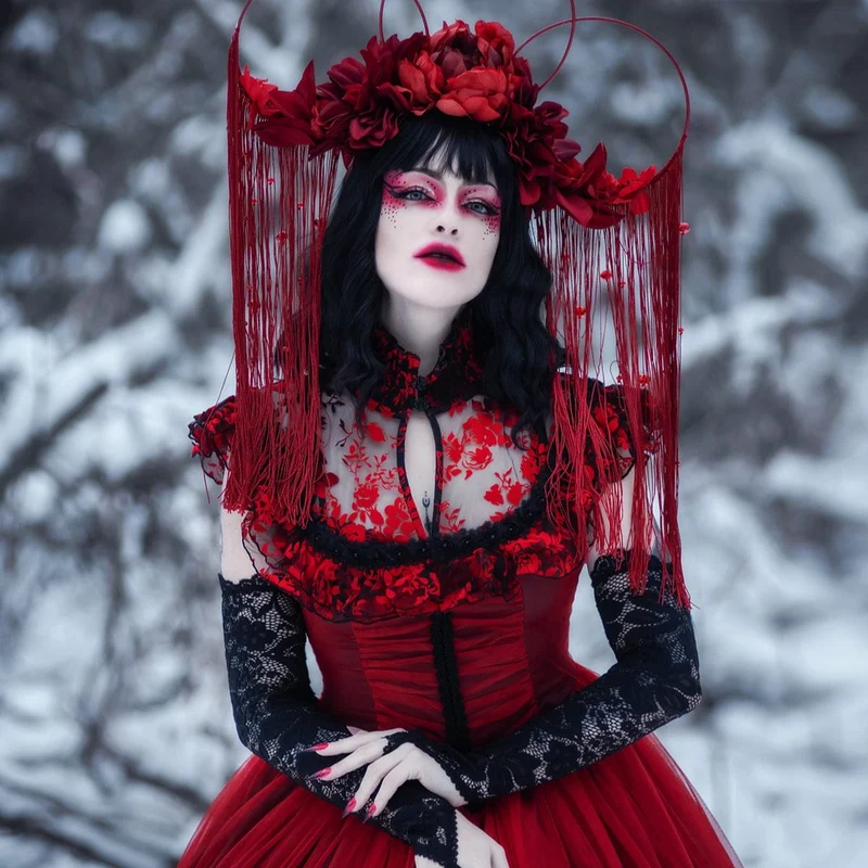 Gothic-Abendkleid mit Blumenmuster und Schnürung für Damen, Hochzeitskleid
