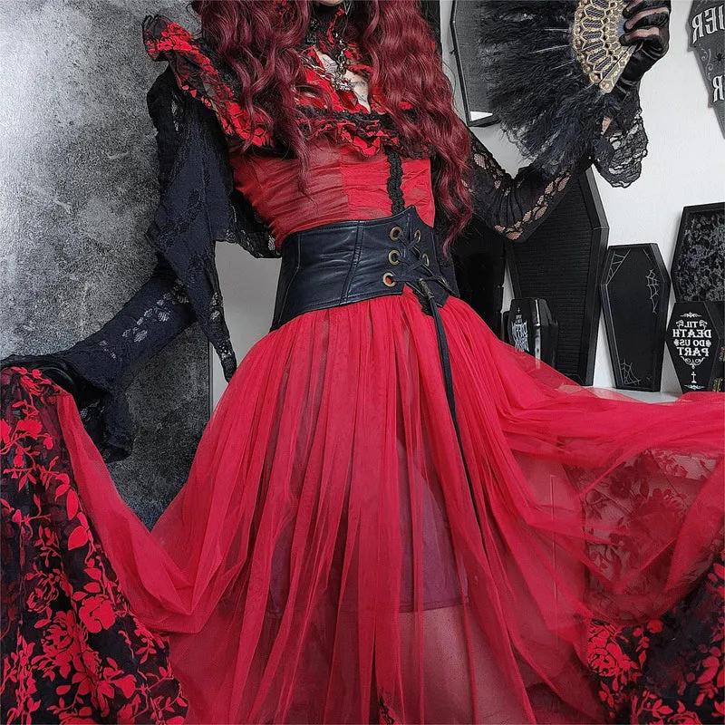 Gothic-Abendkleid mit Blumenmuster und Schnürung für Damen, Hochzeitskleid