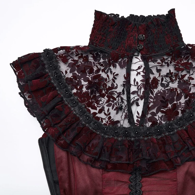 Gothic-Abendkleid mit Blumenmuster und Schnürung für Damen, Hochzeitskleid