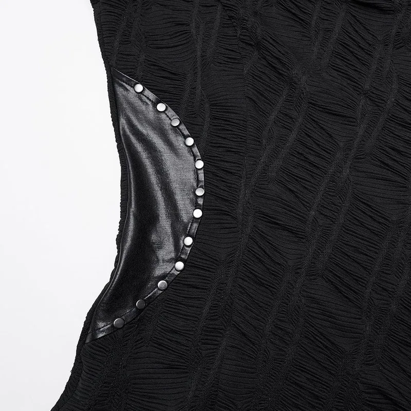 Damen Punk Mesh Splice Rüschen Off-Shoulder Kleid
