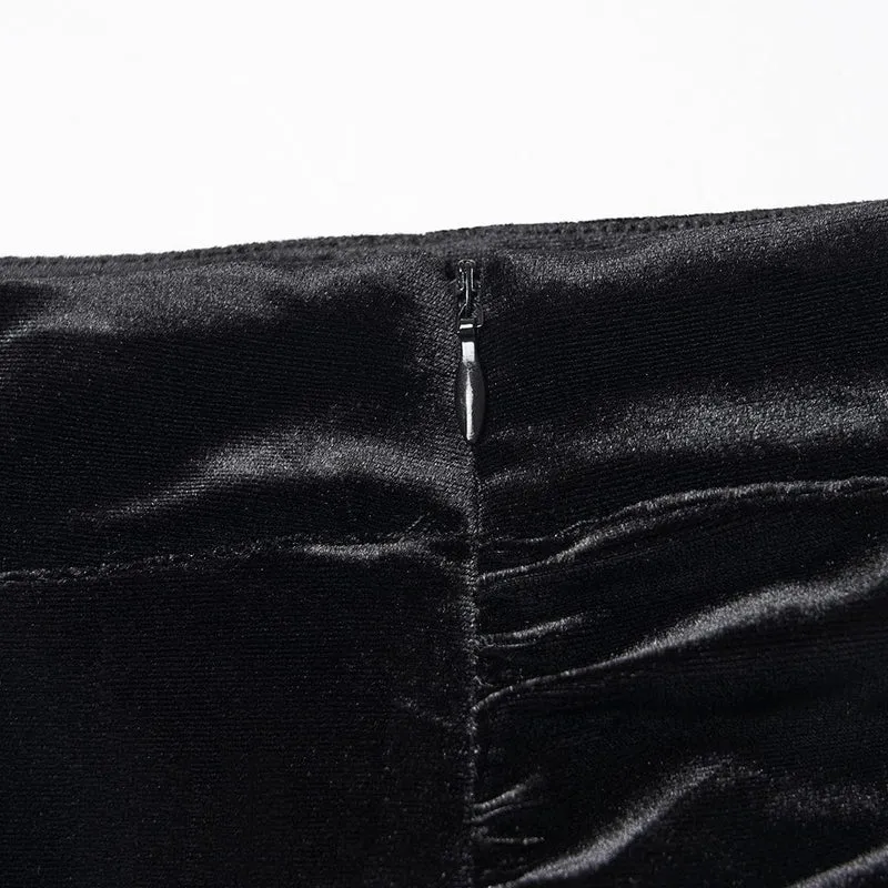 Gothic-Rock mit mehrlagigem Saum und Rüschen für Damen, Schwarz