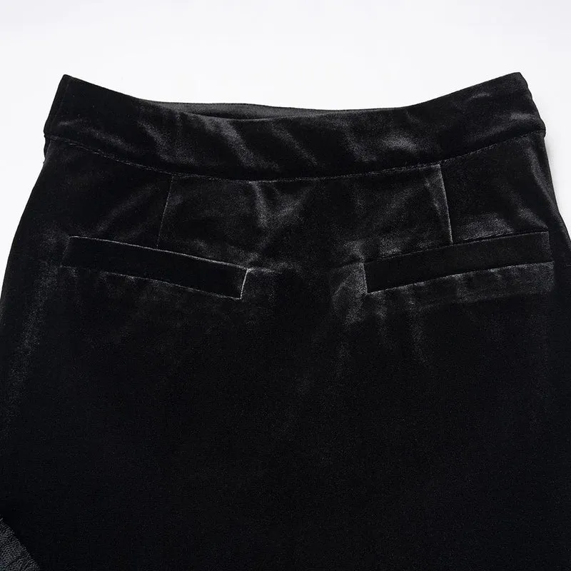 Gothic-Rock mit mehrlagigem Saum und Rüschen für Damen, Schwarz
