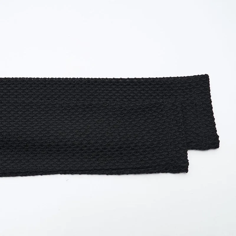 Damen Punk Schnallenriemen Mesh Splice Bedrucktes T-Shirt Schwarz-Grau