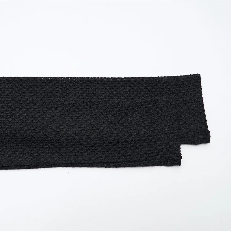 Damen Punk Schnallenriemen Mesh Splice Bedrucktes T-Shirt Schwarz-Grün