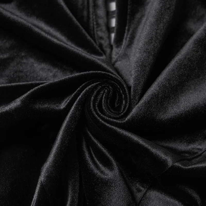 Gothic-Oberteil aus Samt mit Blumenmuster und Häkelausschnitt für Damen