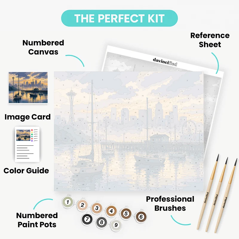 Foggy Harbor Sailboats - Paint by Numbers Kit