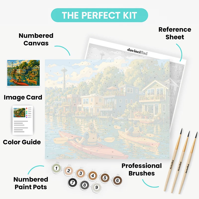 Kayaks on Lake Union - Paint by Numbers Kit