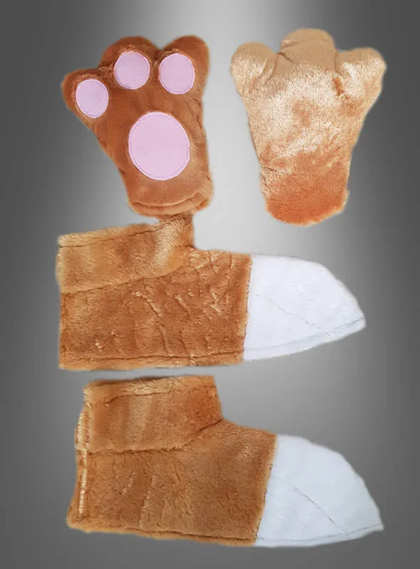 Maskottchen Schuhüberzieher und Handschuhe