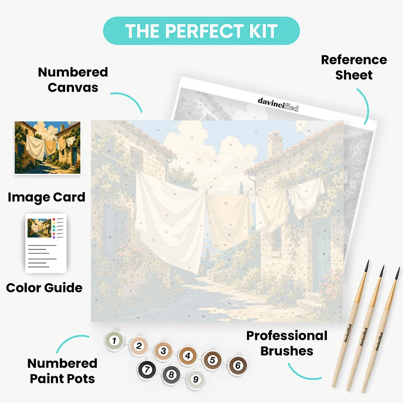 Cottage Laundry Line - Paint by Numbers Kit