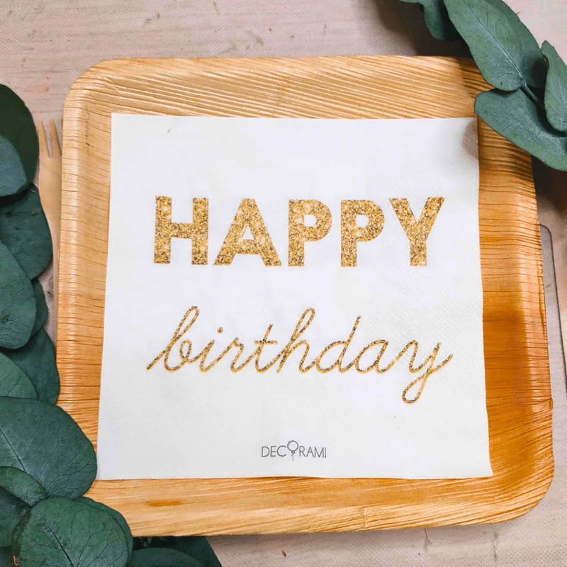 Eco-Servietten "Happy Birthday" Sparkle 20+1 Stk.